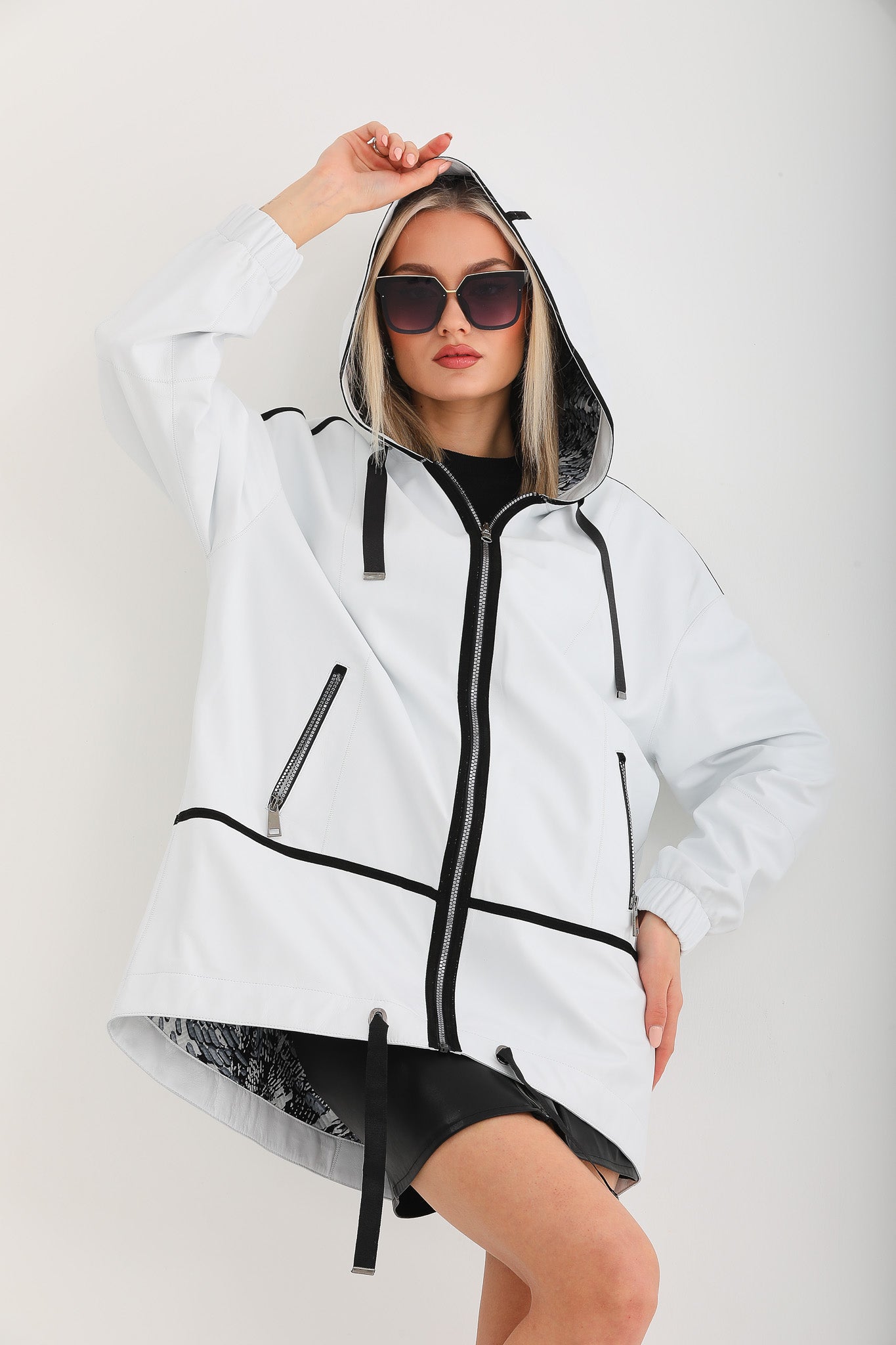 The Vega White Reversible Leather Jacket For Sale
