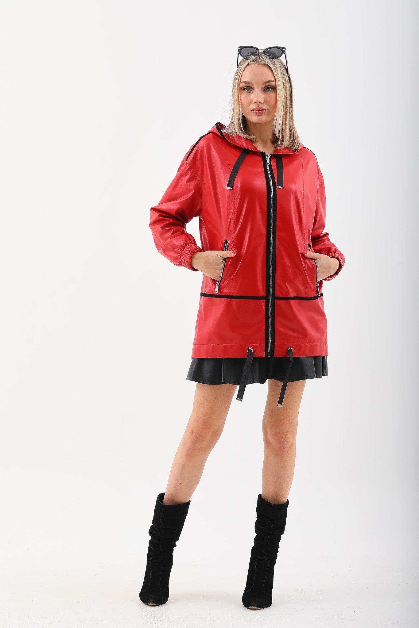The Vega Red Reversible Leather Jacket Universal Fit