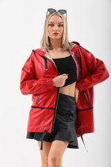 The Vega Red Reversible Leather Jacket Universal Fit