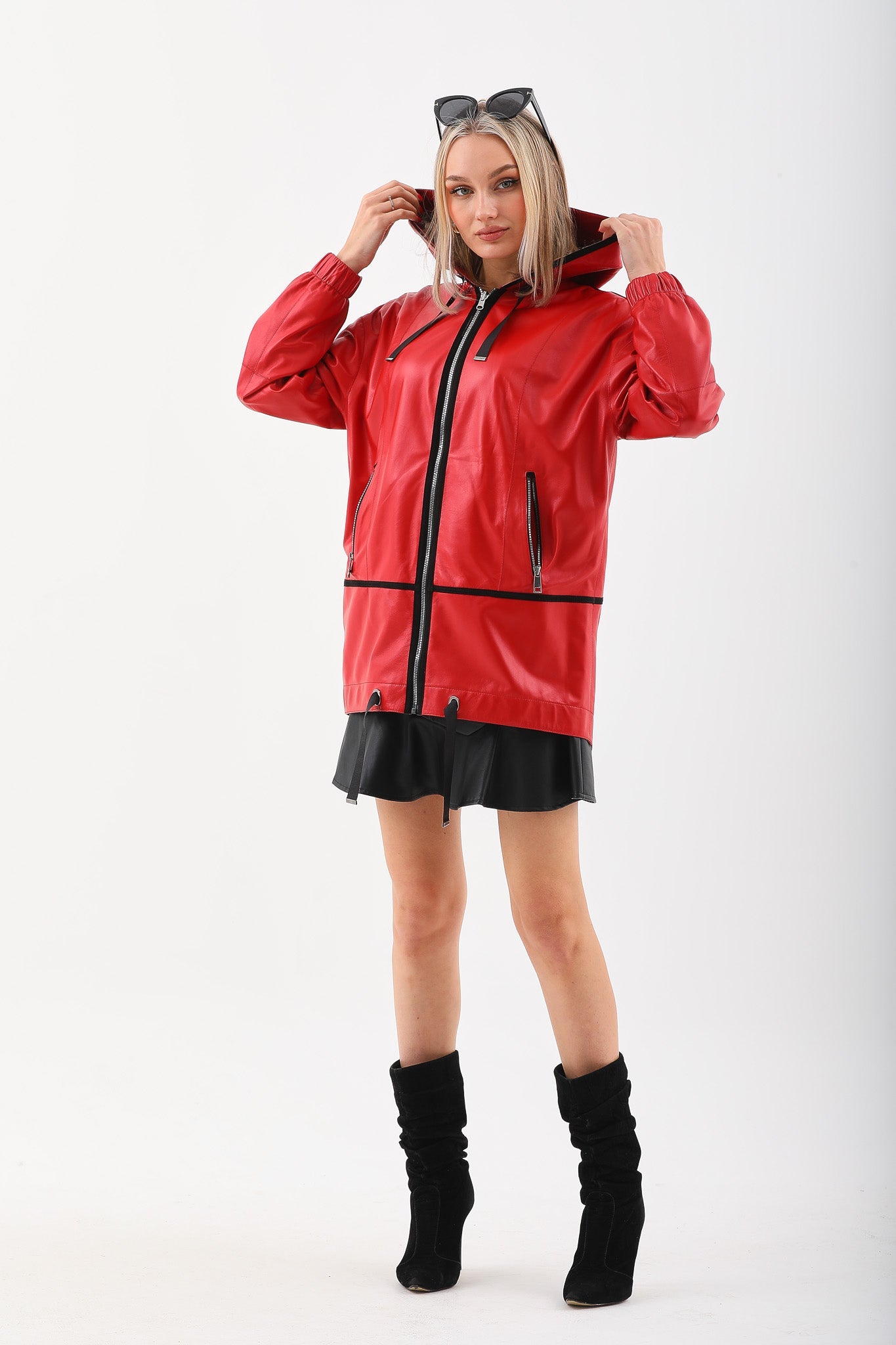 The Vega Red Reversible Leather Jacket Universal Fit