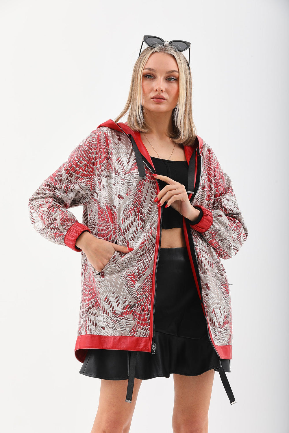 The Vega Red Reversible Leather Jacket Universal Fit