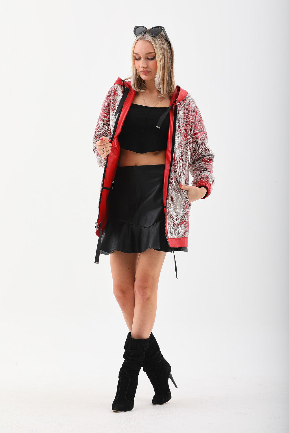 The Vega Red Reversible Leather Jacket Universal Fit