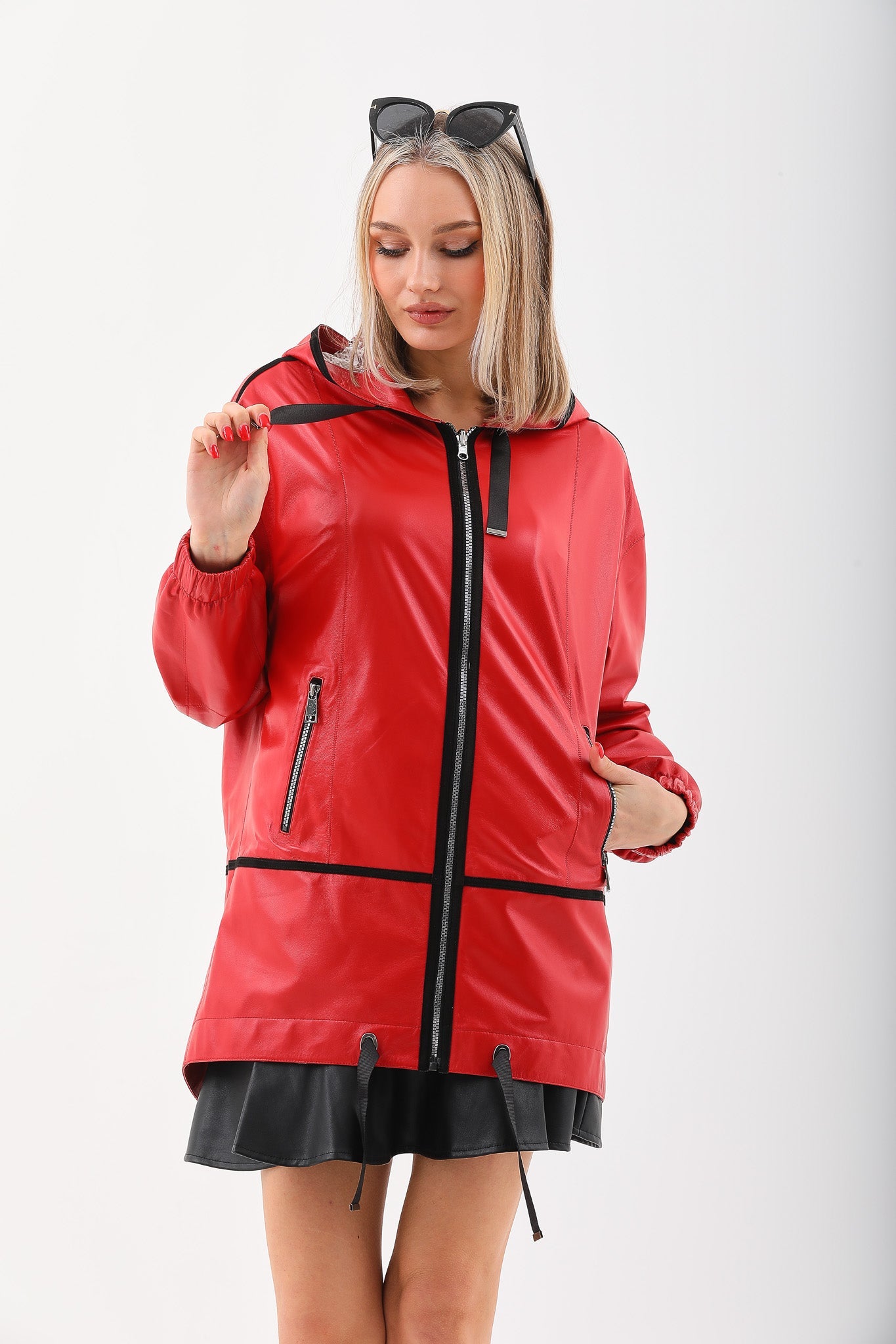 The Vega Red Reversible Leather Jacket Universal Fit