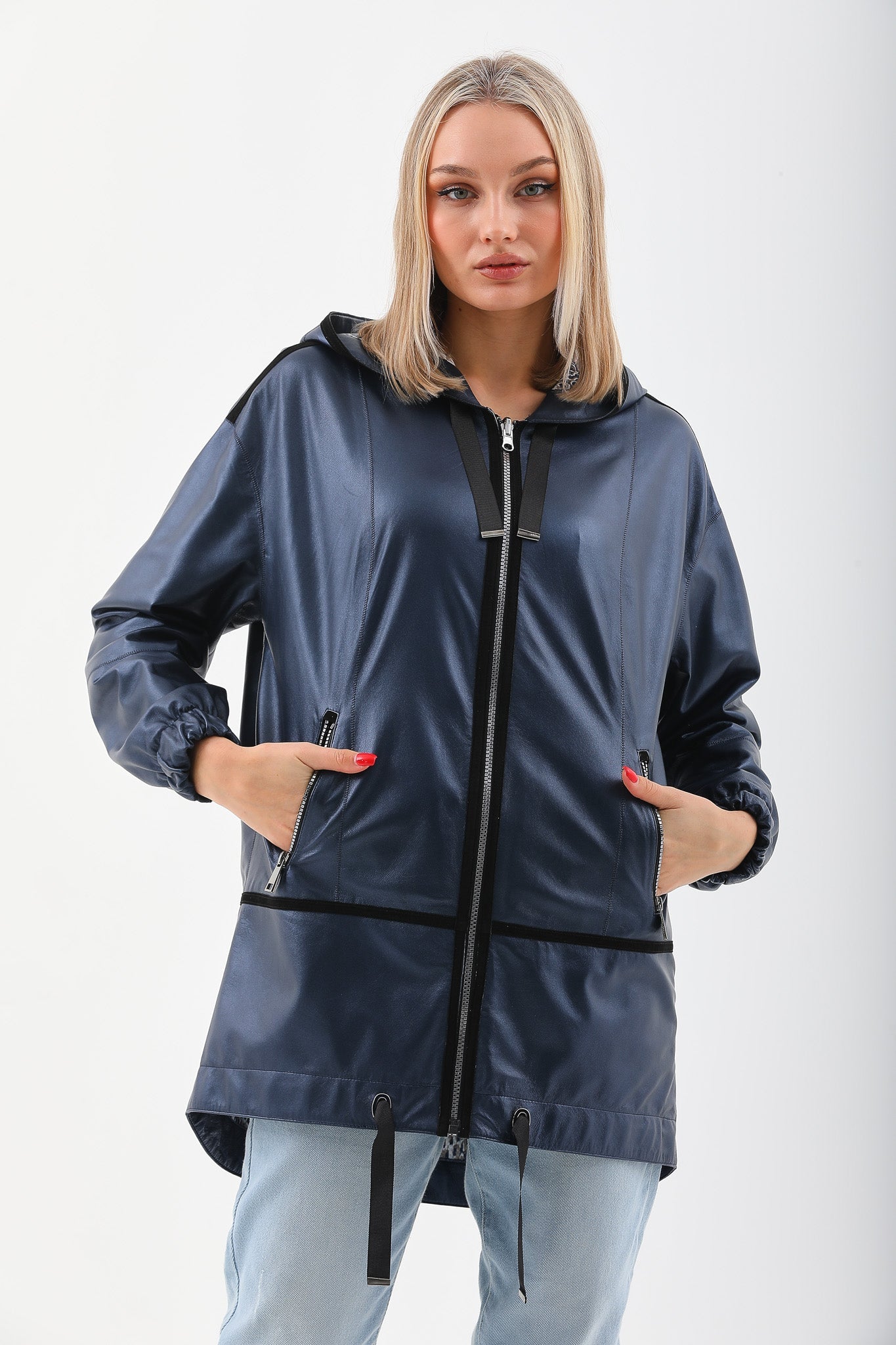 The Vega Navy Reversible Leather Jacket Fine Craftsmanship