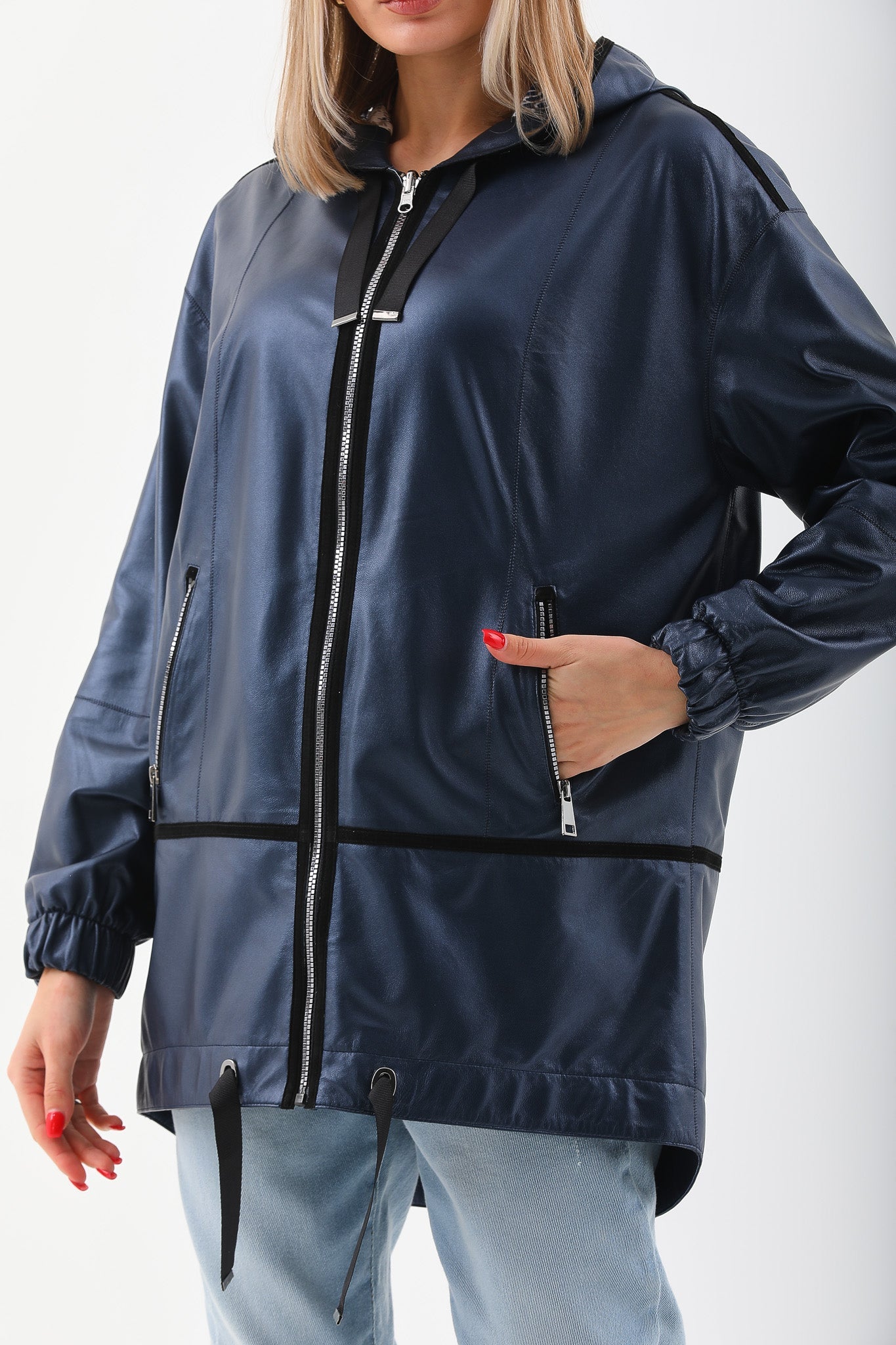 The Vega Navy Reversible Leather Jacket Fine Craftsmanship