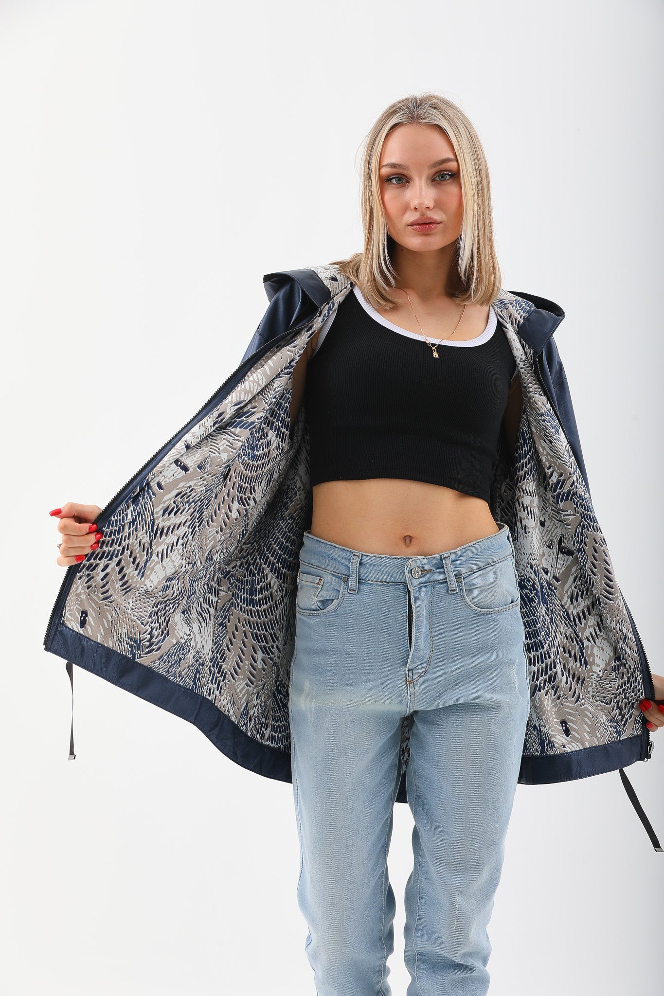 The Vega Navy Reversible Leather Jacket Fine Craftsmanship