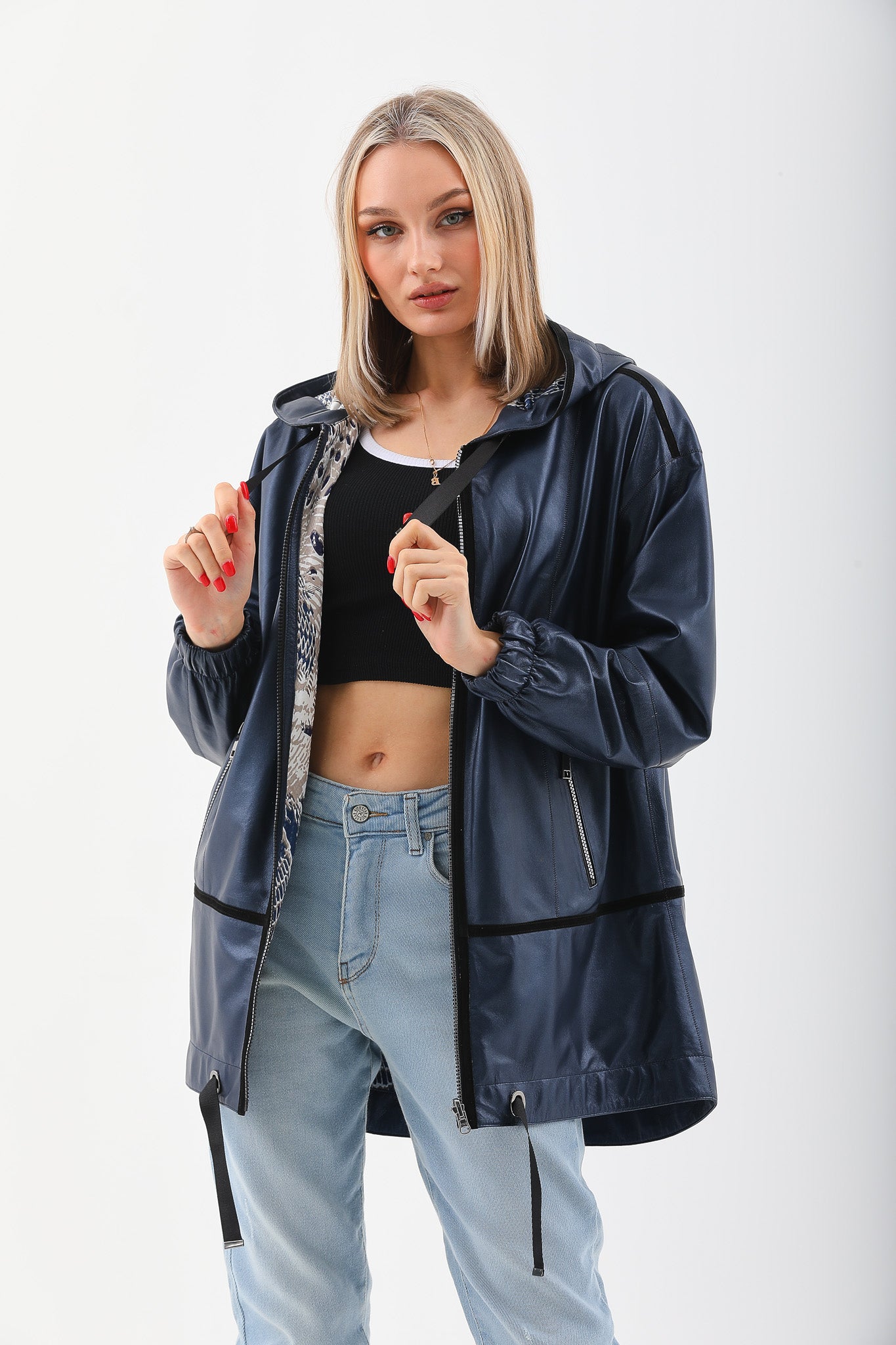 The Vega Navy Reversible Leather Jacket Fine Craftsmanship