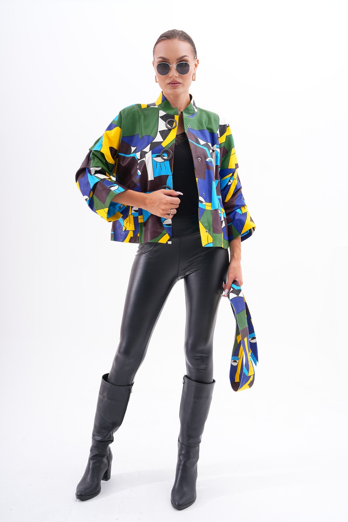 The Odessa Geometric Art Leather Jacket Exclusive Style