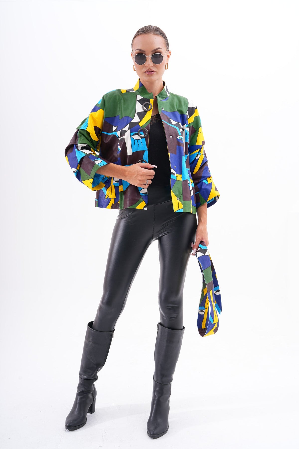The Odessa Geometric Art Leather Jacket Exclusive Style