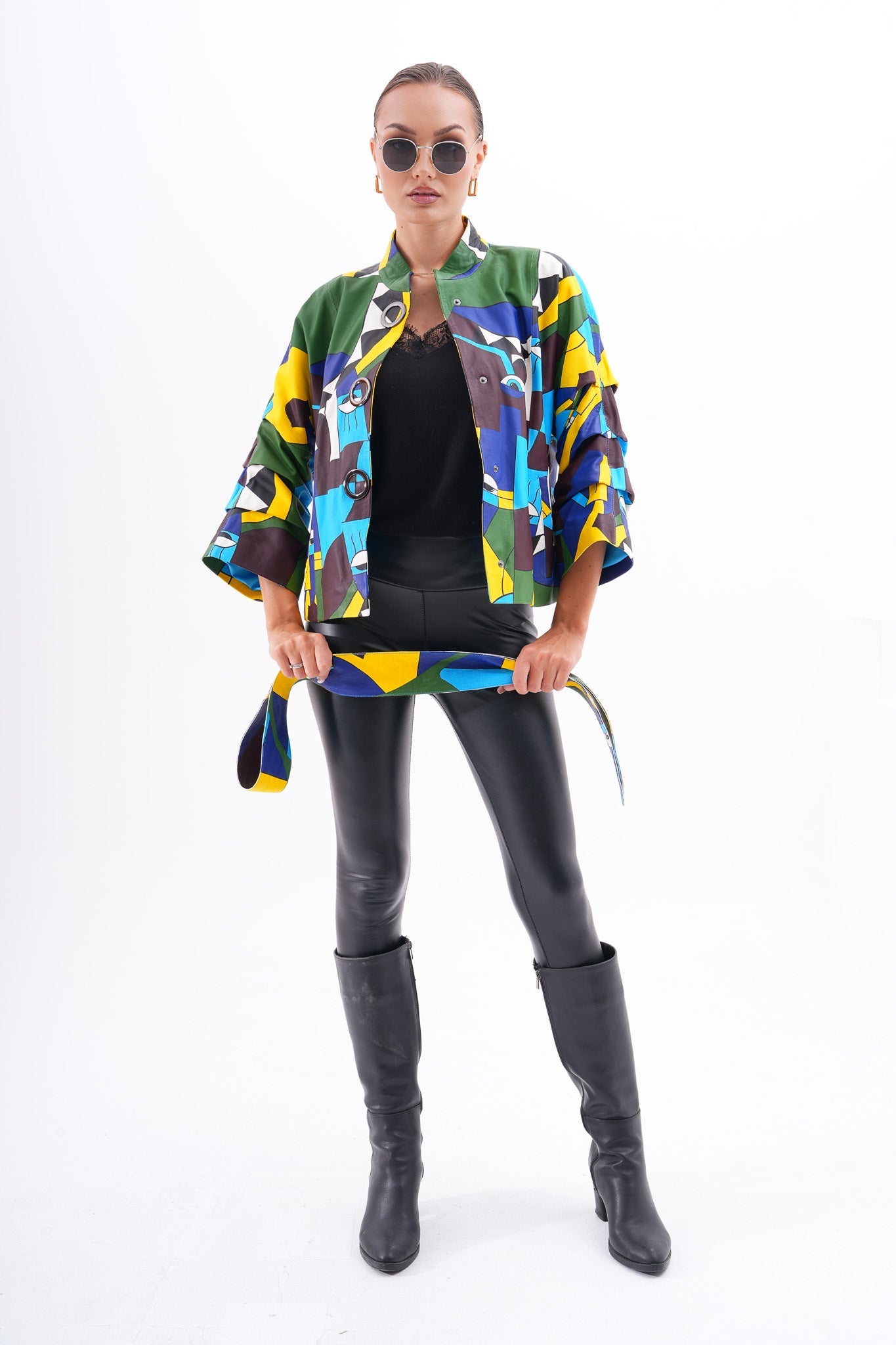 The Odessa Geometric Art Leather Jacket Exclusive Style