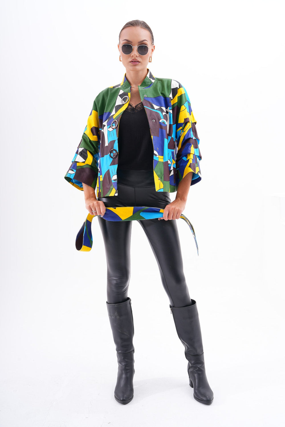 The Odessa Geometric Art Leather Jacket Exclusive Style