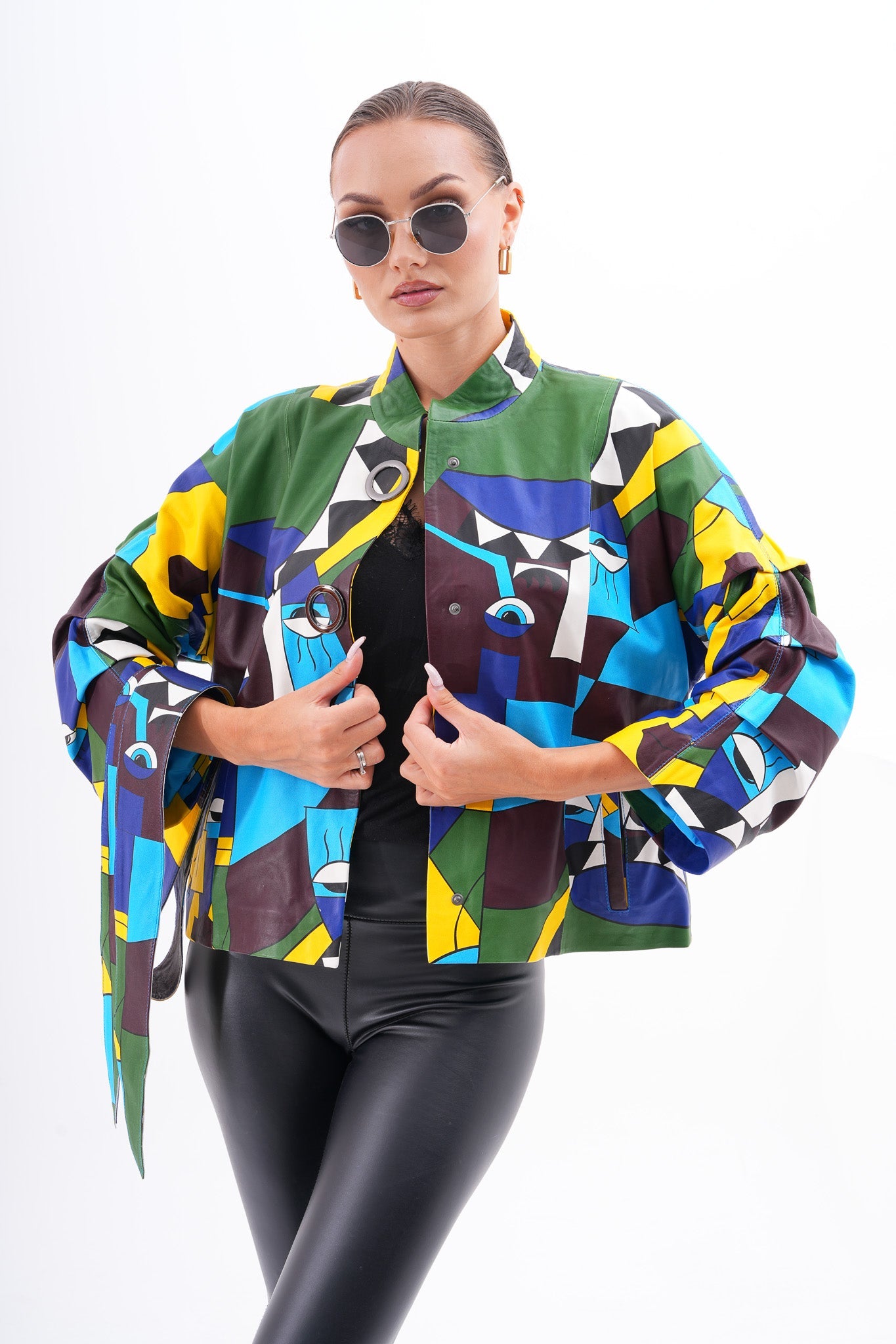 The Odessa Geometric Art Leather Jacket Exclusive Style