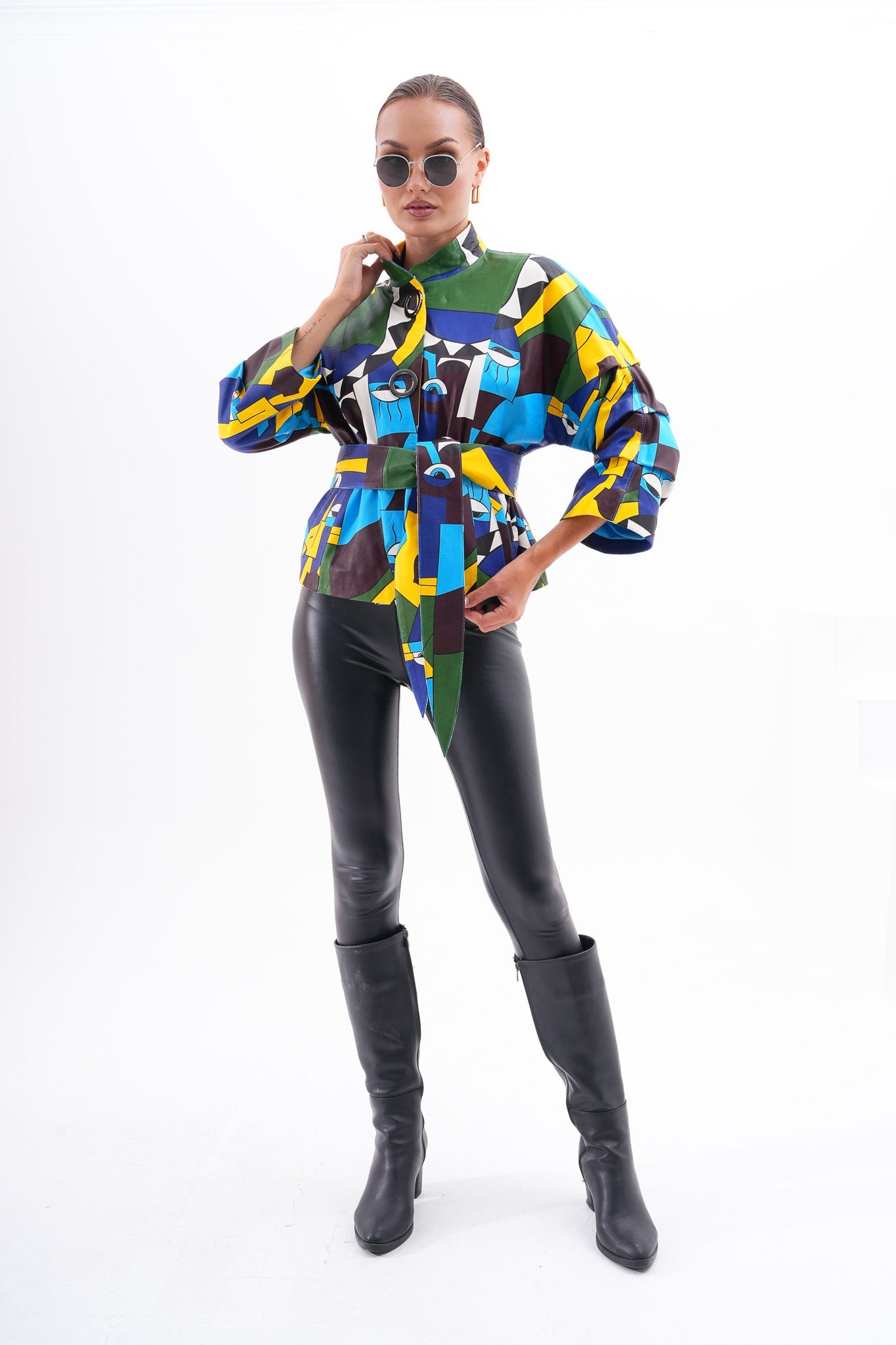 The Odessa Geometric Art Leather Jacket Exclusive Style