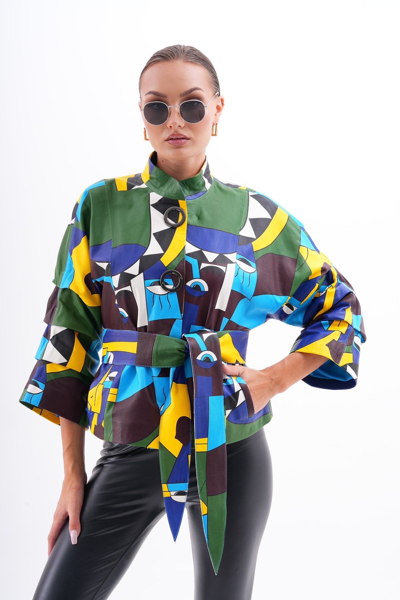 The Odessa Geometric Art Leather Jacket Exclusive Style