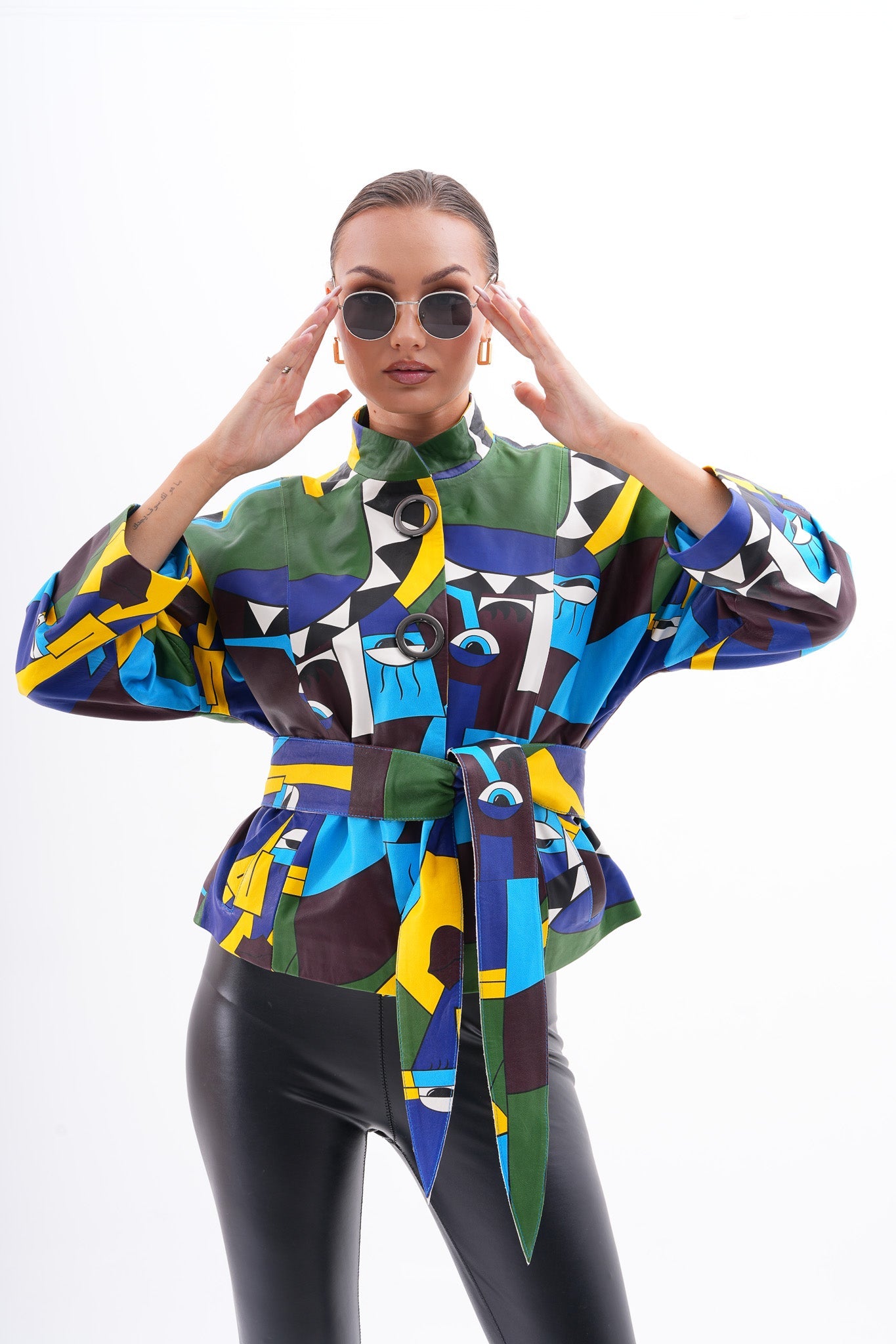The Odessa Geometric Art Leather Jacket Exclusive Style