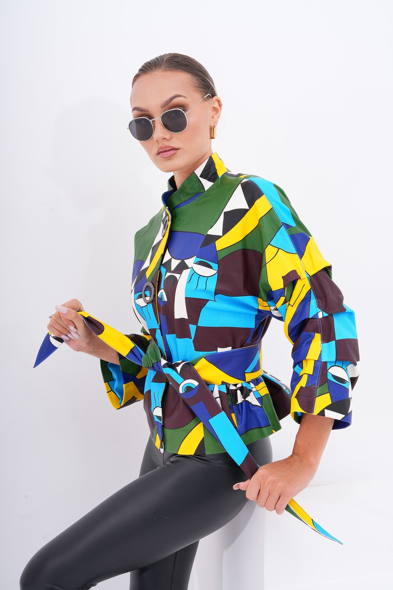 The Odessa Geometric Art Leather Jacket Exclusive Style