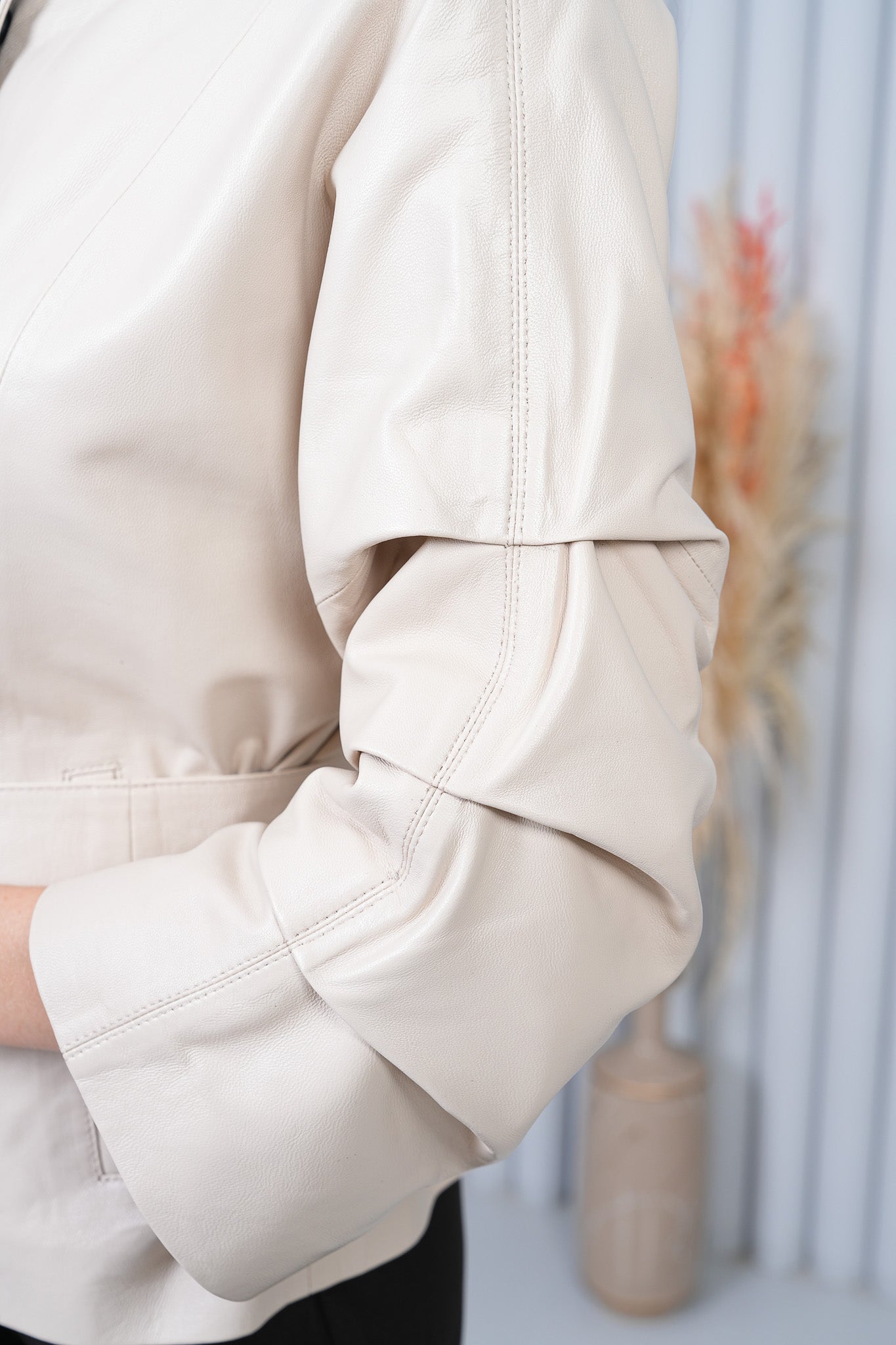 The Odessa Cream Leather Jacket Universal Fit