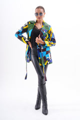 Sienna Abstract Art Leather Jacket – Blue Green Edition Fine Craftsmanship