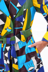 Sienna Abstract Art Leather Jacket – Blue Green Edition Fine Craftsmanship