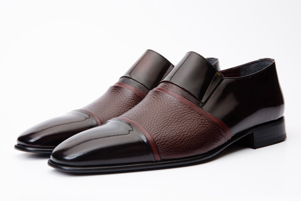 The Everest Burgundy Burneshed Leather Cap Toe Dress Loafer Shoe All New
