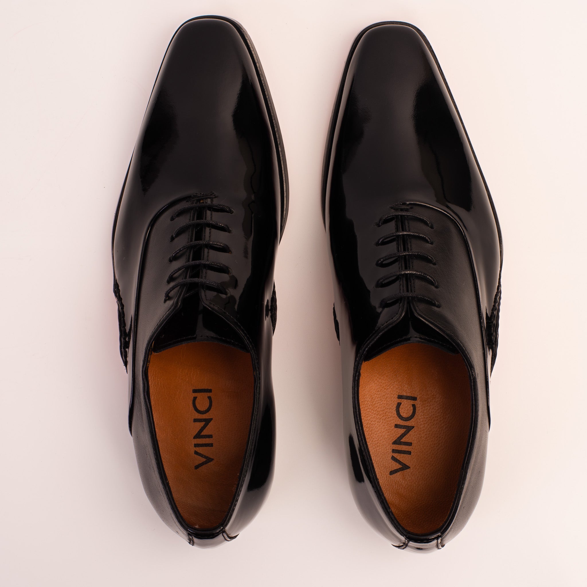 The Royal Hand Craft Black Patent Leather Plain Toe Oxford Shoe On Sale