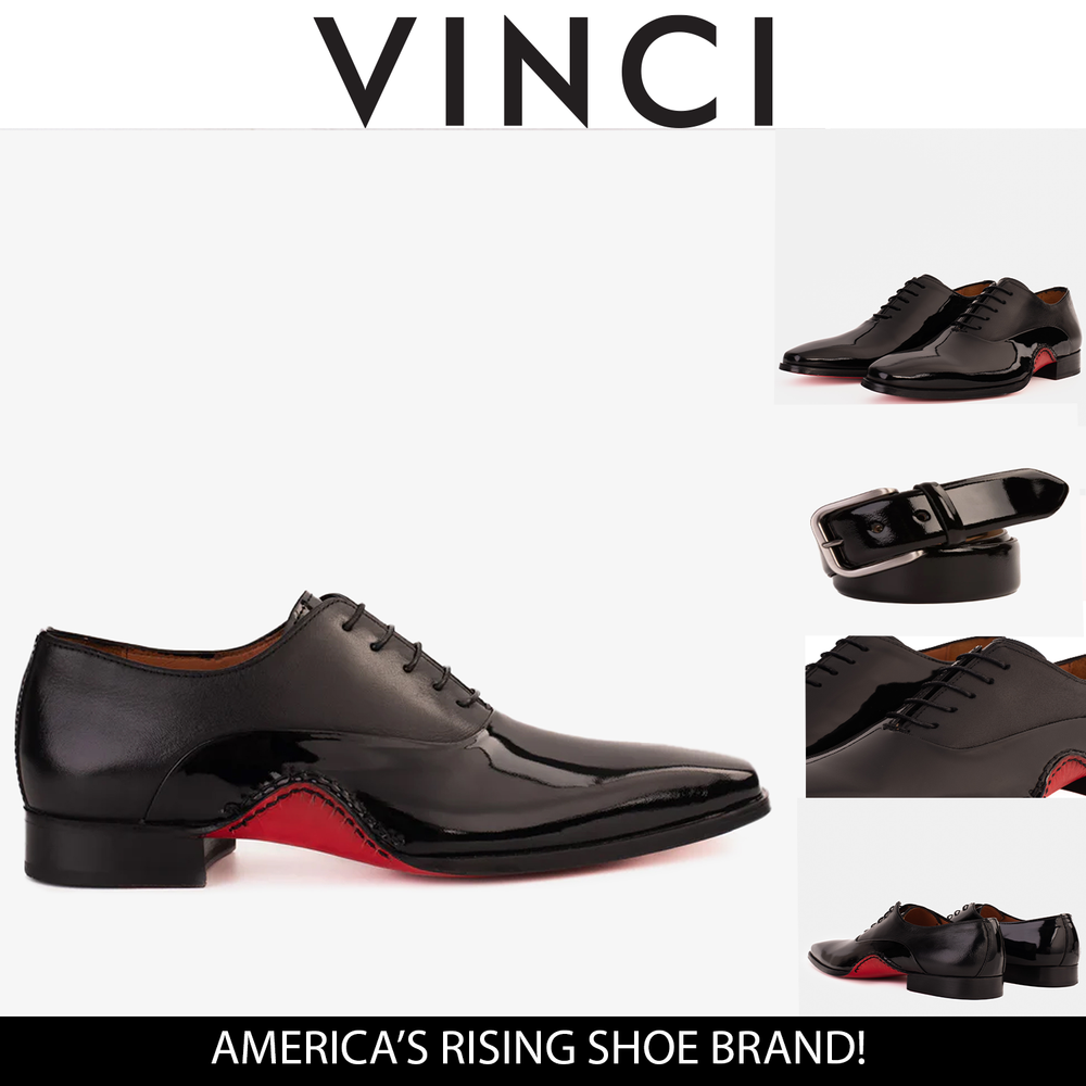 The Royal Hand Craft Black Patent Leather Plain Toe Oxford Shoe On Sale