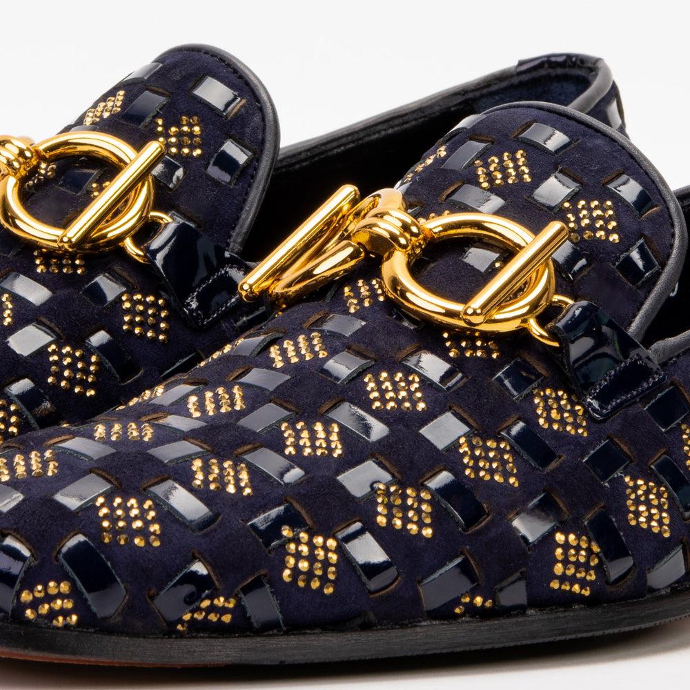 The Vicino Shoe Navy Blue Bit Dress Loafer Shoe For Sale