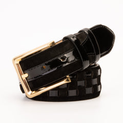 The Eugene Black Gold Woven Leather Belt Universal Fit