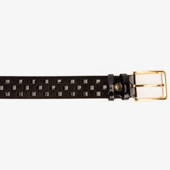 The Eugene Black Gold Woven Leather Belt Universal Fit
