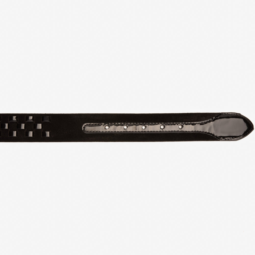 The Eugene Black Gold Woven Leather Belt Universal Fit