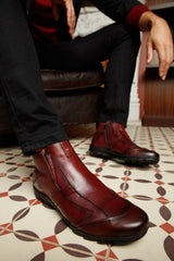 The Montreal Burgundy Leather Casual Zip-Up Ankle Boot Exclusive Style