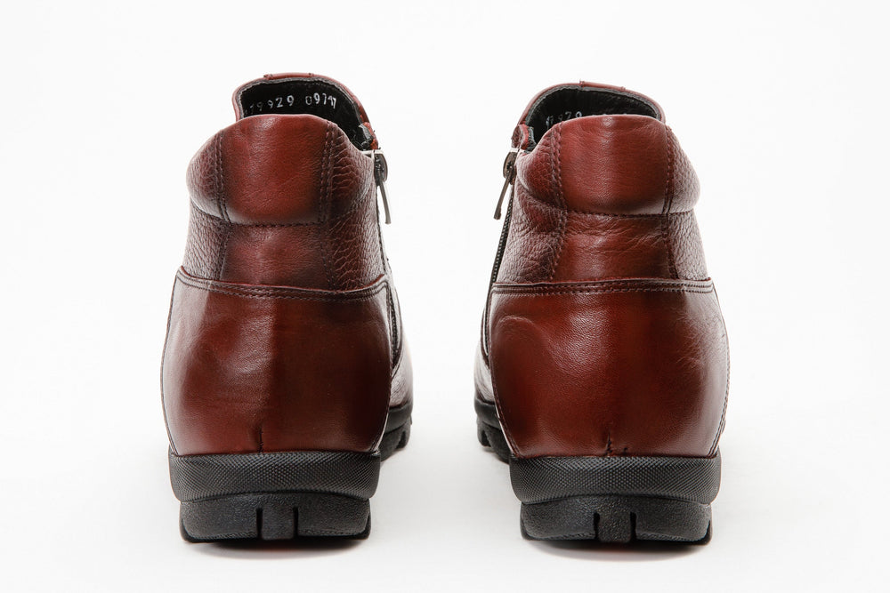 The Montreal Burgundy Leather Casual Zip-Up Ankle Boot Exclusive Style