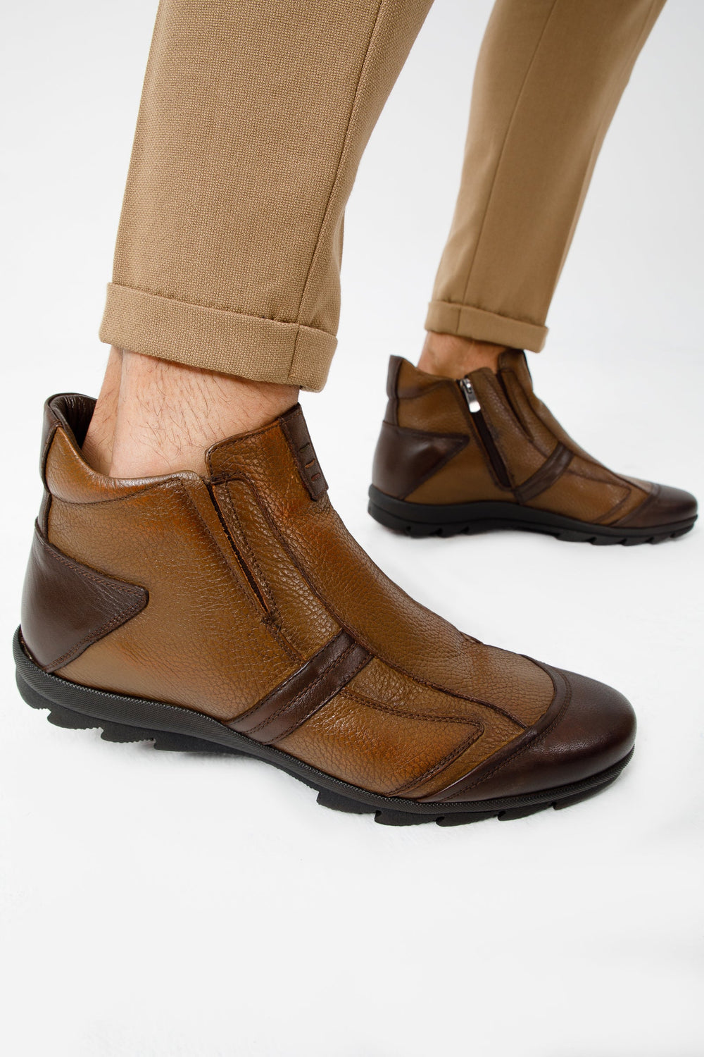 The Montreal Brown Leather Casual Zip-Up Ankle Boot On Sale