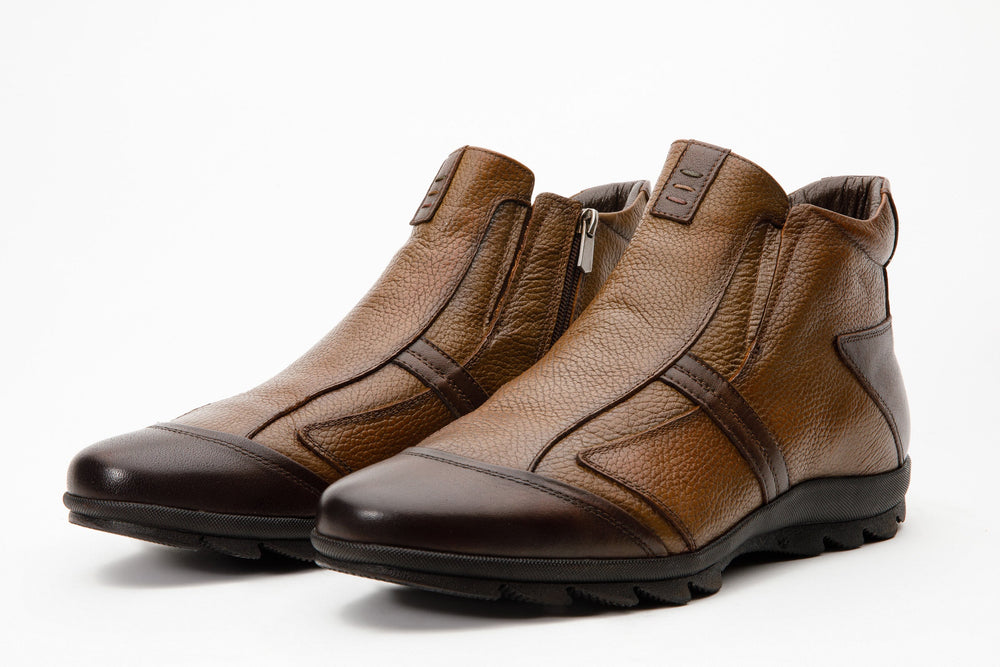 The Montreal Brown Leather Casual Zip-Up Ankle Boot On Sale