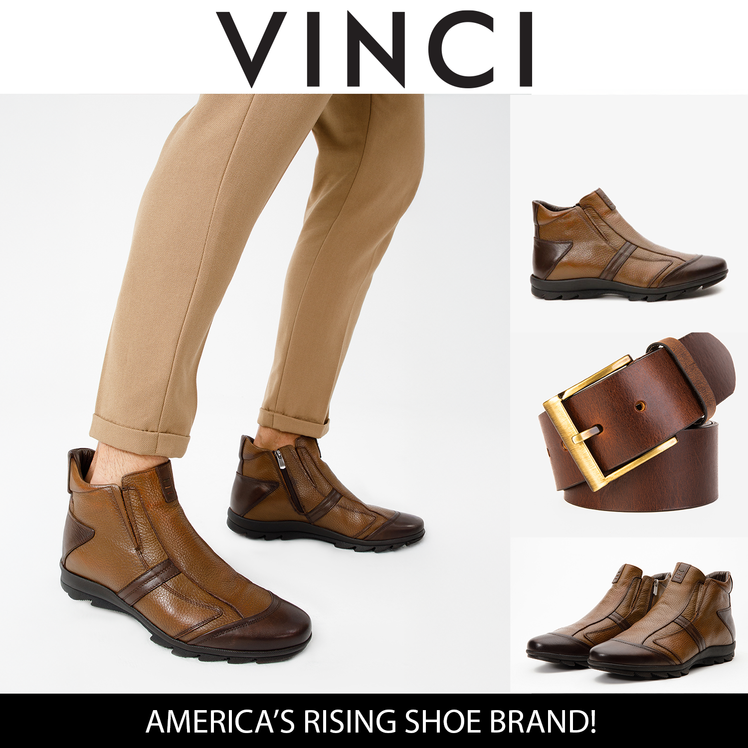 The Montreal Brown Leather Casual Zip-Up Ankle Boot On Sale