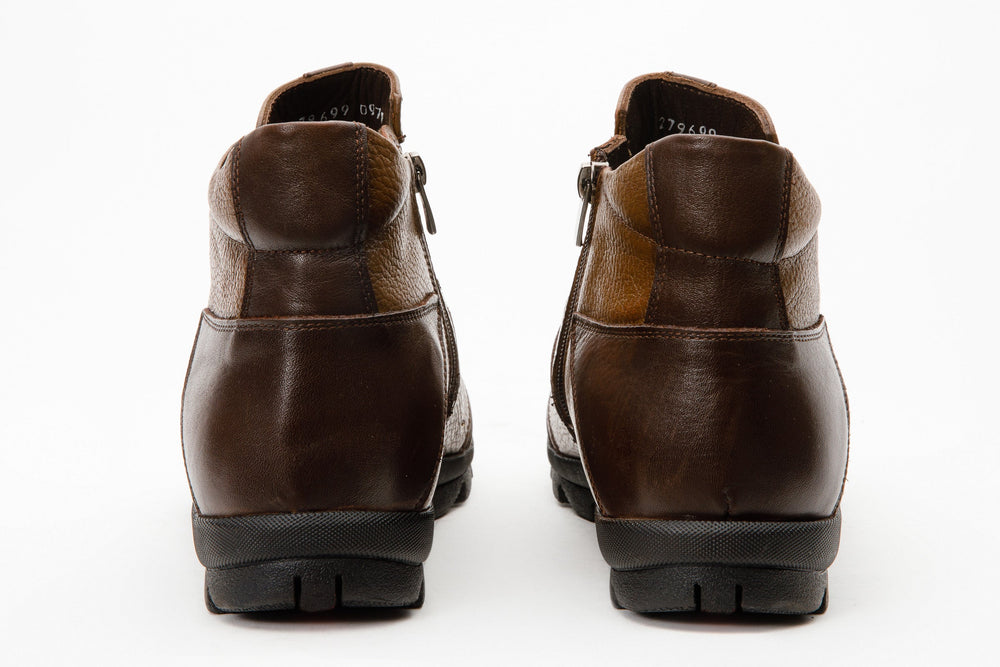The Montreal Brown Leather Casual Zip-Up Ankle Boot On Sale