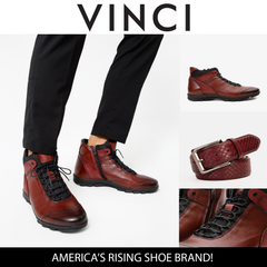 The Houston Leather Burgundy Lace-Up Casual Boot with a Zipper For Sale