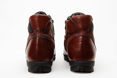 The Houston Leather Burgundy Lace-Up Casual Boot with a Zipper For Sale