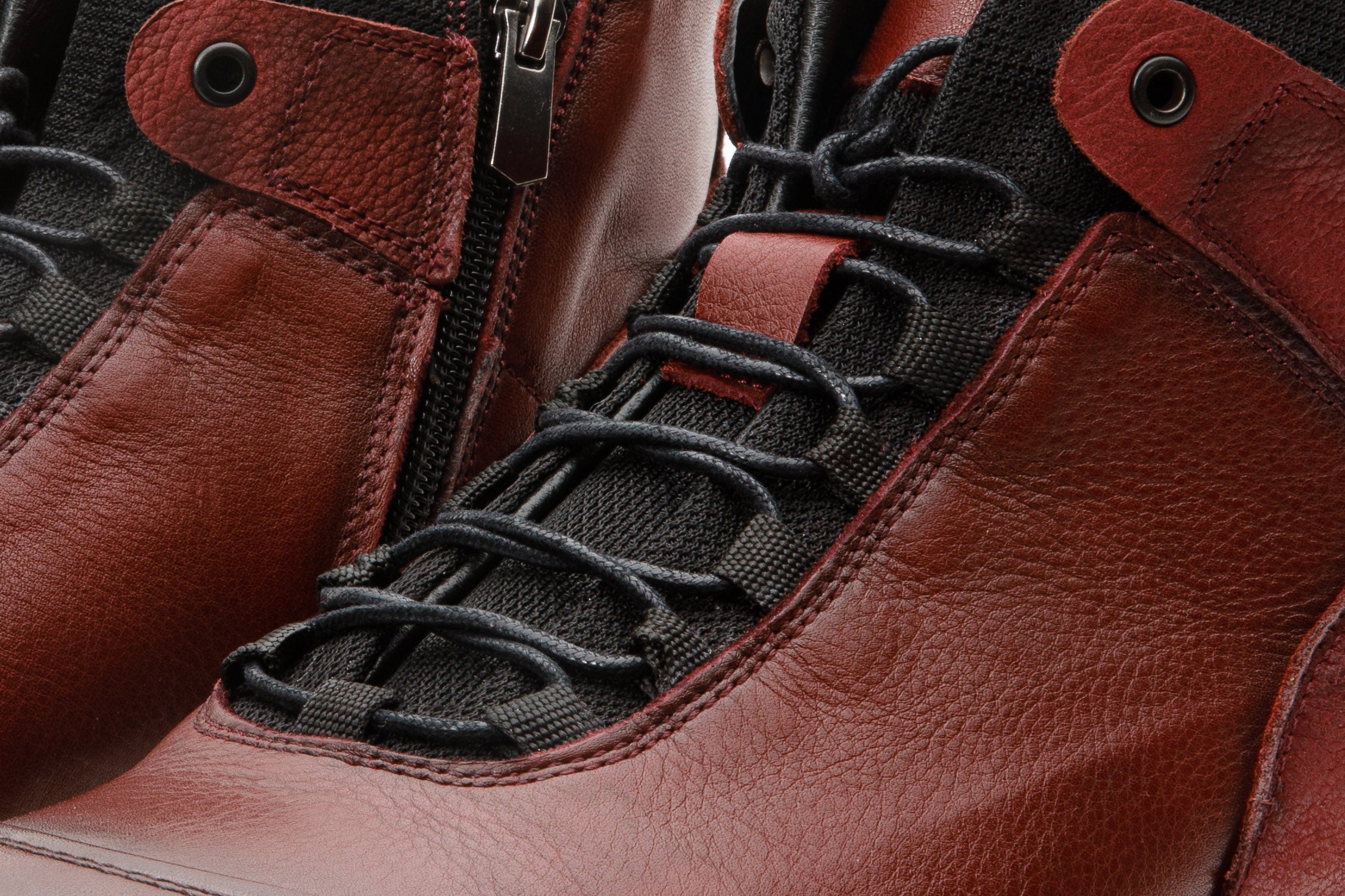 The Houston Leather Burgundy Lace-Up Casual Boot with a Zipper For Sale