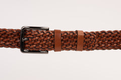 The Grand Woven Tan Color Leather Belt Exclusive Style