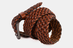 The Grand Woven Tan Color Leather Belt Exclusive Style