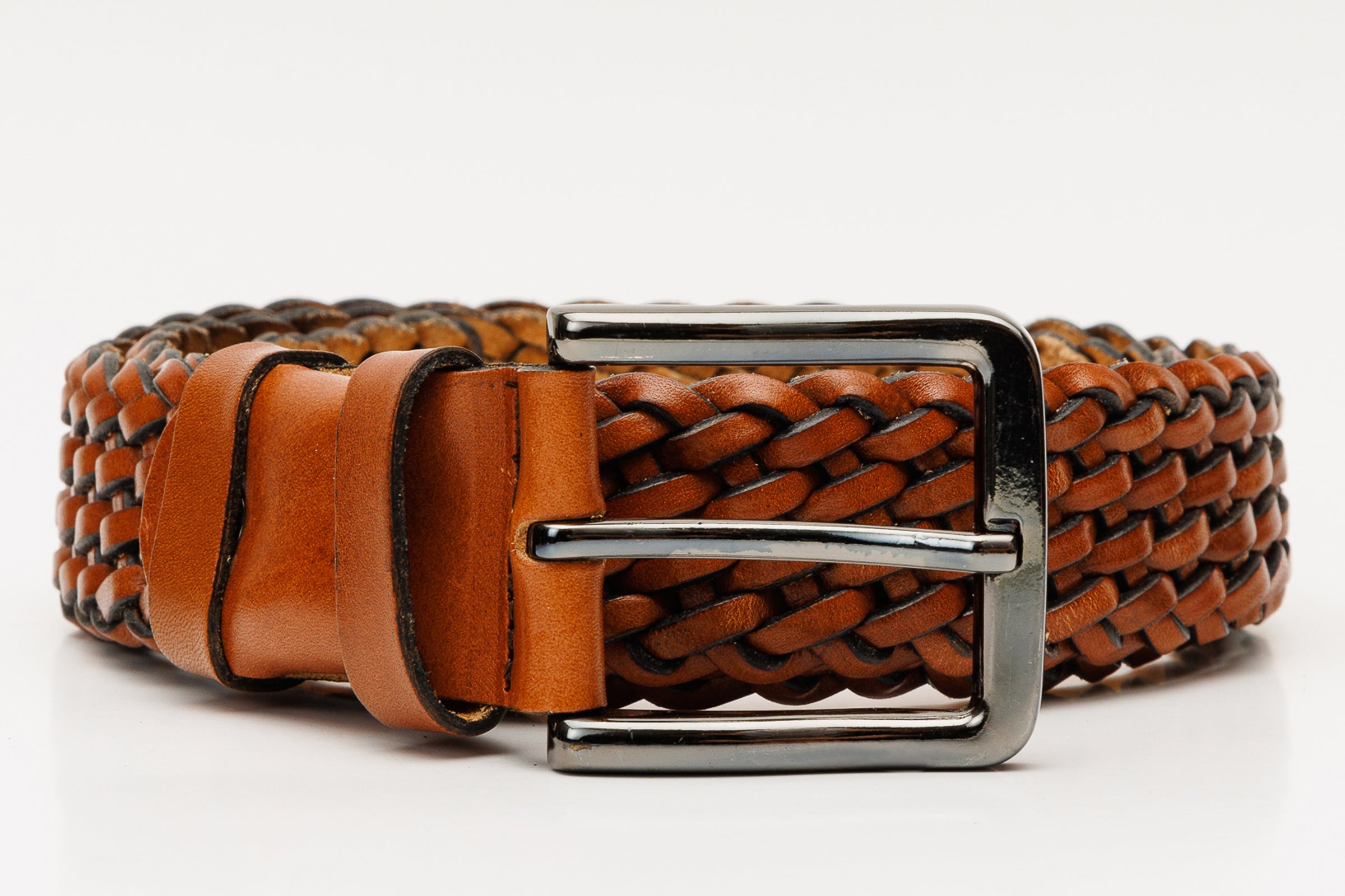 The Grand Woven Tan Color Leather Belt Exclusive Style