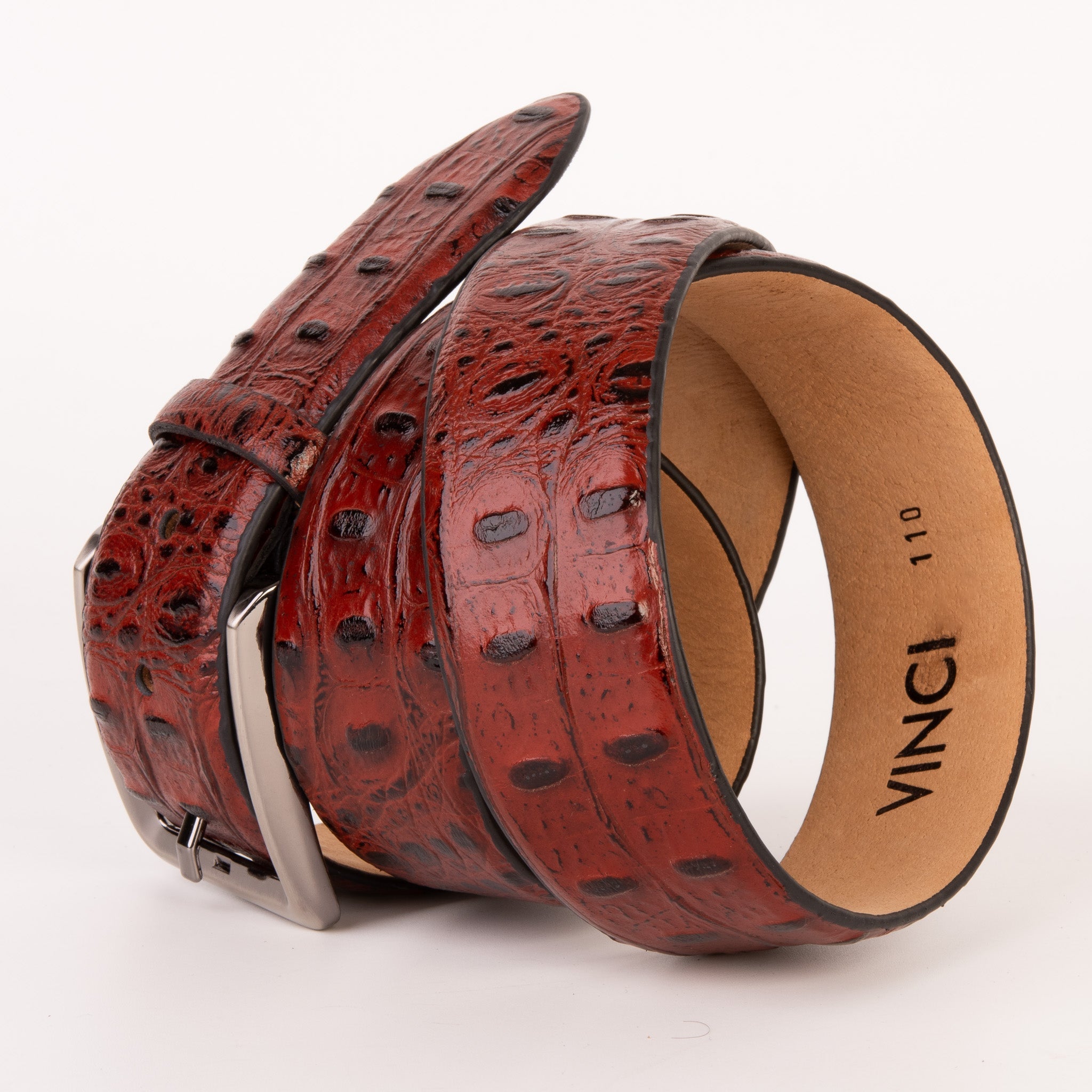 The Savamala Burgundy Leather Belt Universal Fit