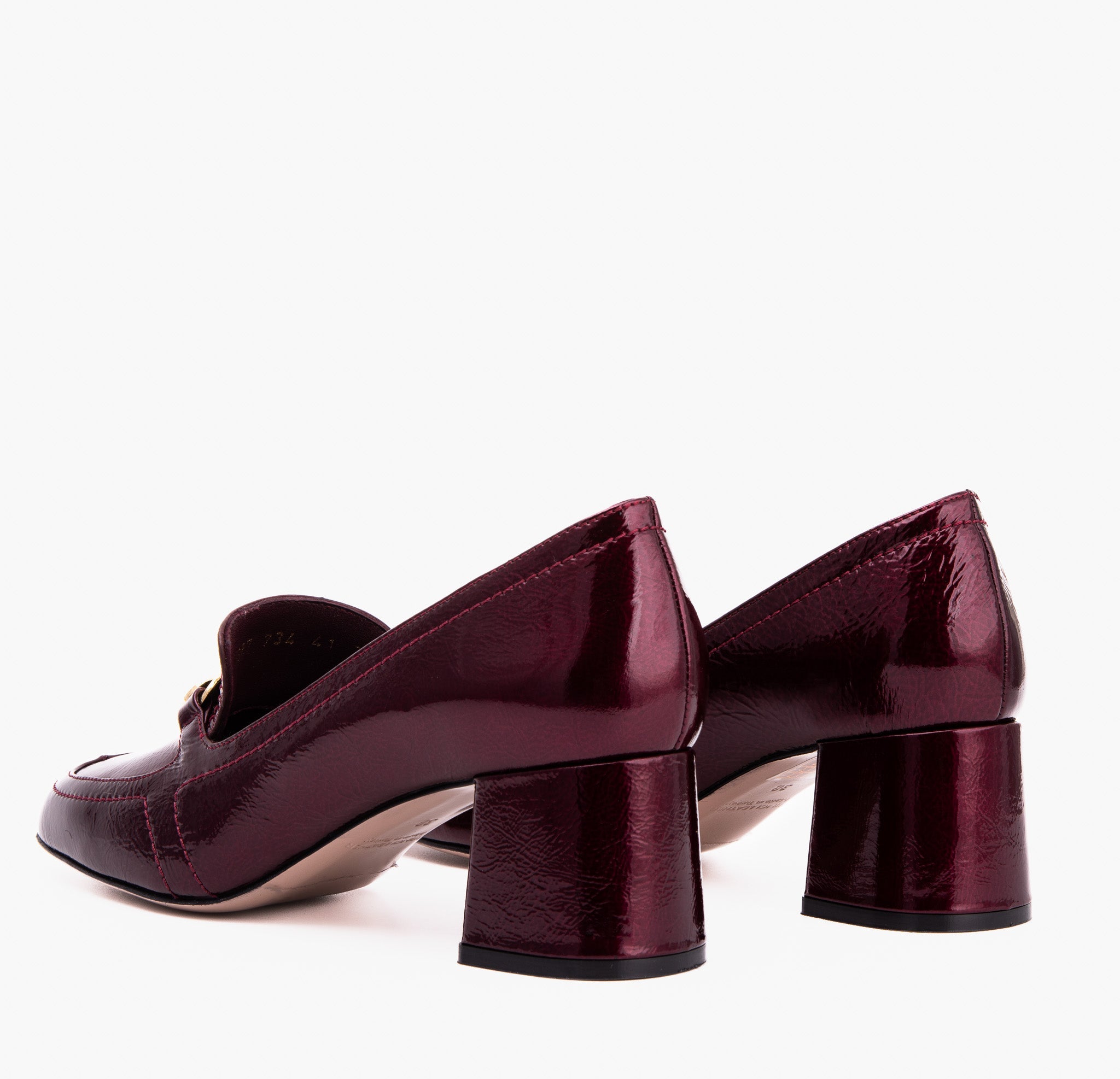 The Victoria Burgundy Leather Block Heel Pump Shoe Universal Fit