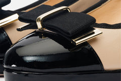The Fano Beige Leather Cap Toe Block Heel Pump Shoe Exclusive Style