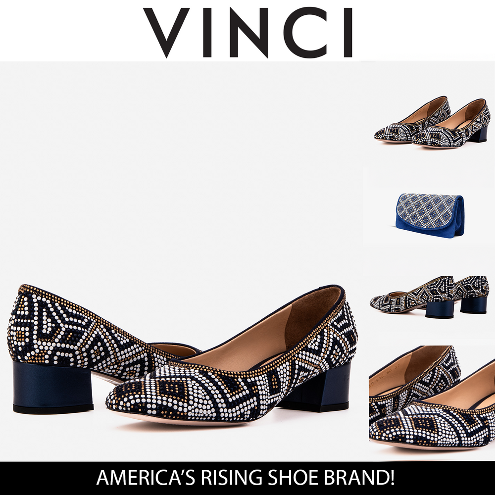 The Nampula Navy Crystal-Embellished Leather Pump On Sale