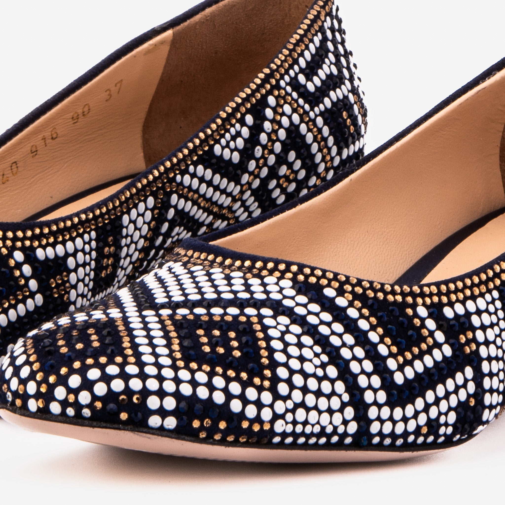 The Nampula Navy Crystal-Embellished Leather Pump On Sale