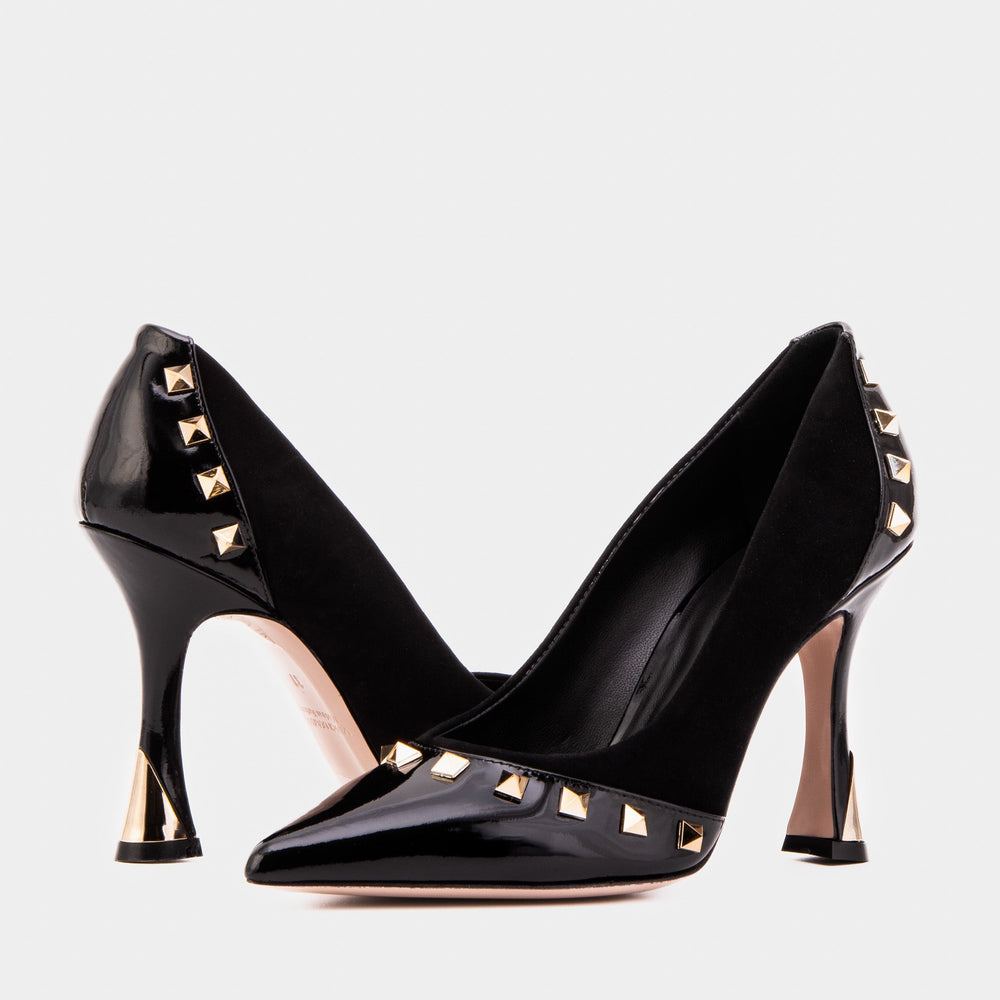 The Bella Vita Studded Black Leather Pump Shoe Universal Fit