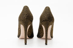 The Bago Black Gold Glitter Leather Pump Shoe All New