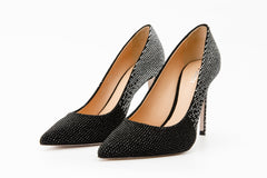 The Bago Black Silver Glitter Leather Pump Shoe Universal Fit